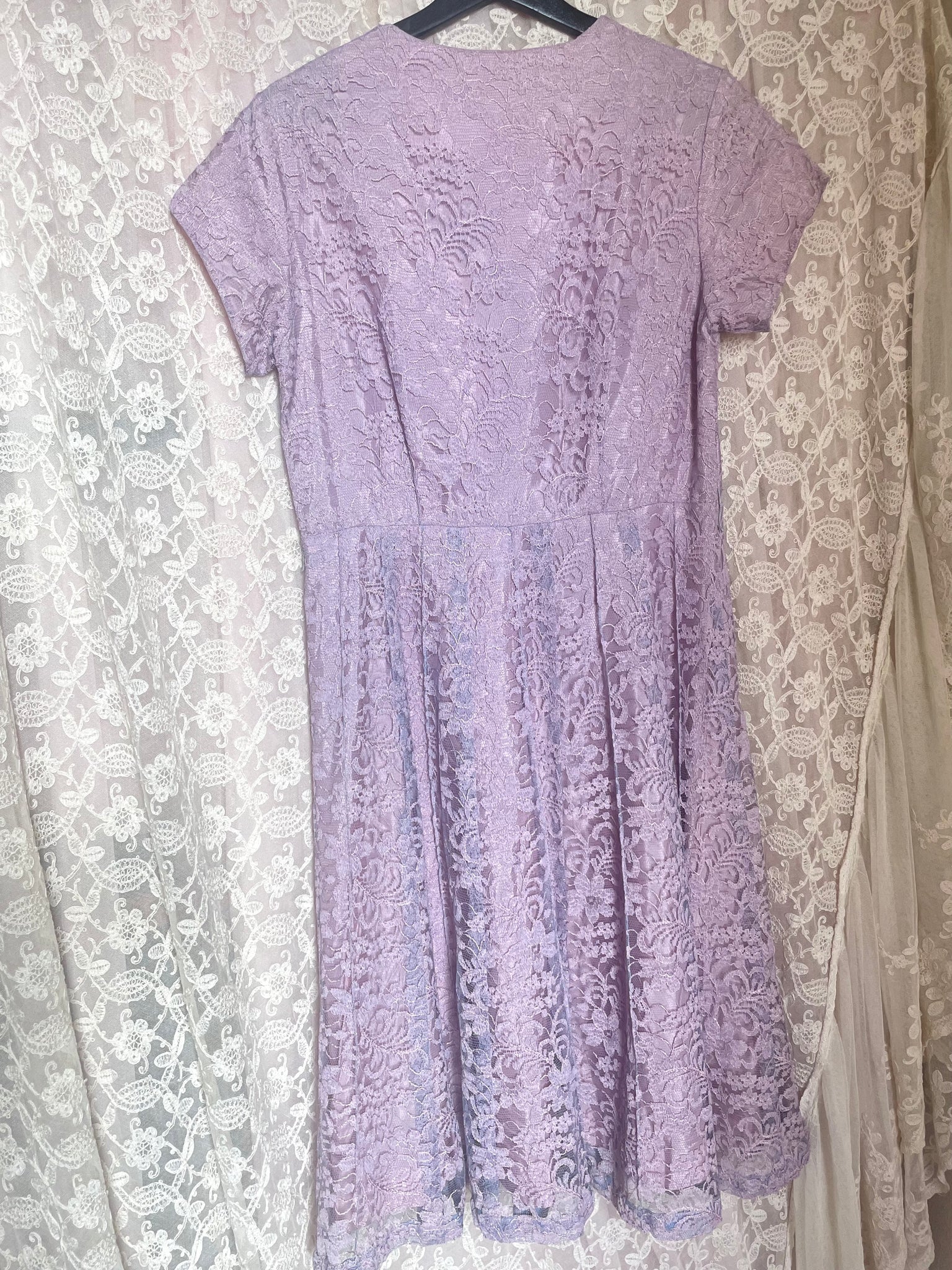 1950s Lilac Light Purple Lace Midi Dress