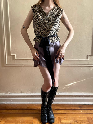 Vintage Handmade Leopard Zipper and Safety Pin Vest Top