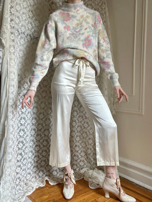 1990s Italian Deadstock Floral Painterly Pastel Sweater