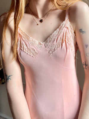 1940s Pink Rayon Jersey Slip Dress