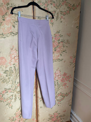 1970s Lilac Purple Straight Leg Pants Art Deco Stitching