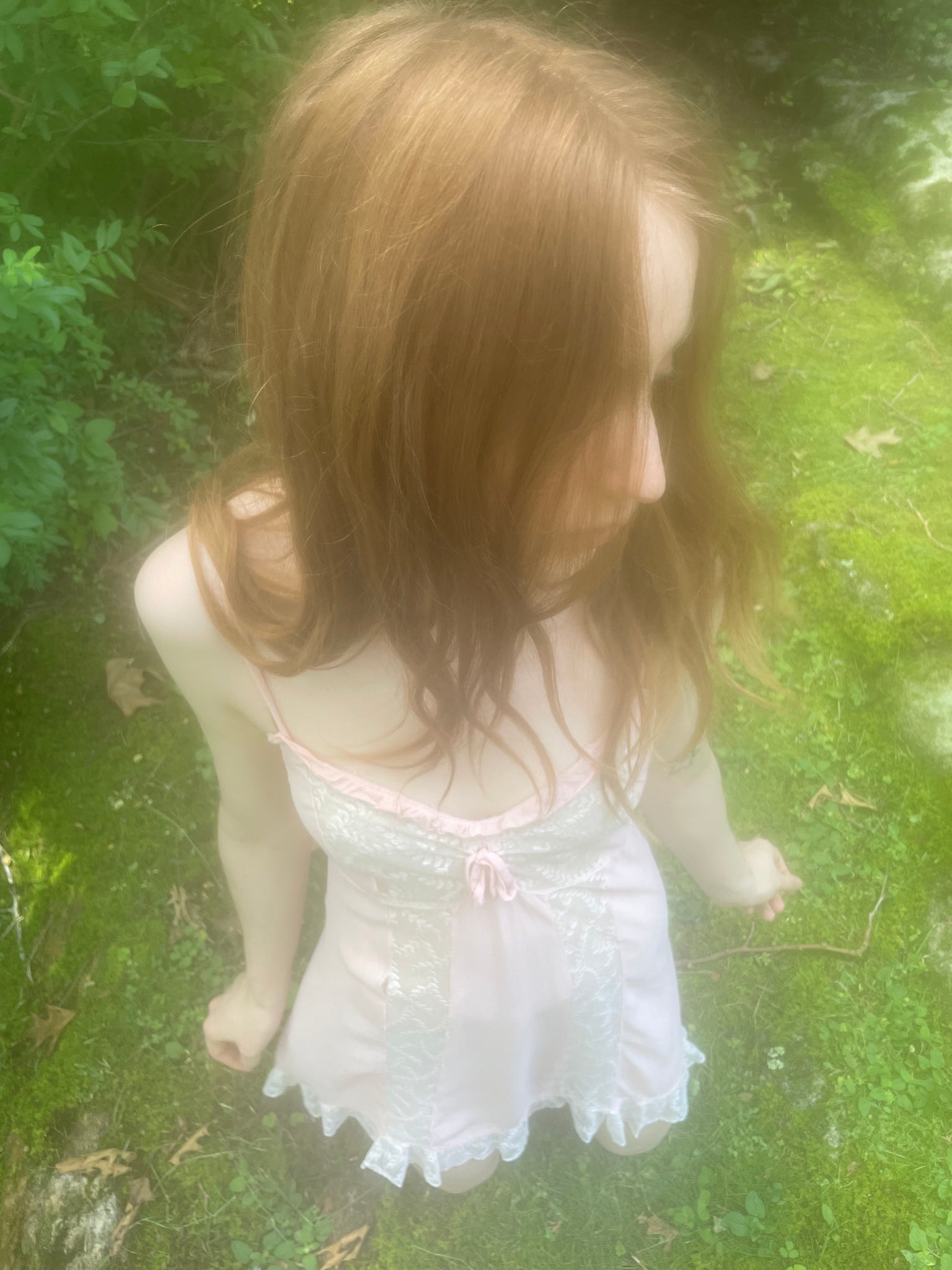 1960s Pale Pink Silk Chiffon Tambour Lace Teddy Mini Slip Dress
