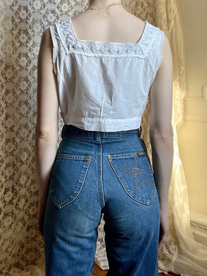 1970s Star Moon Embroidered Bell Bottom Jeans by Hash