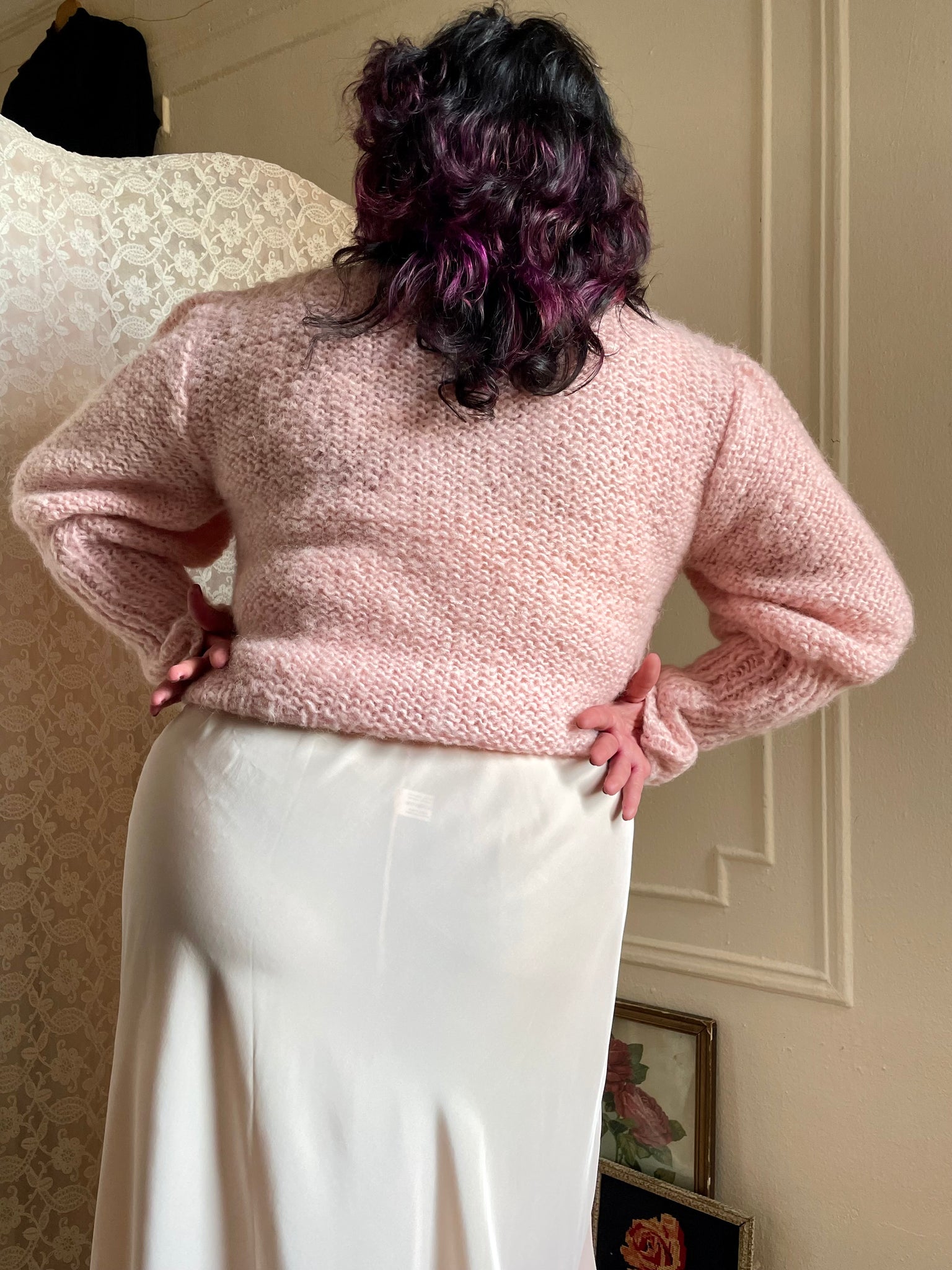 Pink Mutton 1980s Light Pink Italian Knit Sweater Mutton Puff Sleeves – Breath Of ...