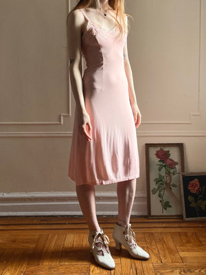 1940s Pink Rayon Jersey Slip Dress