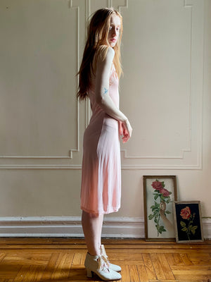 1940s Pink Rayon Jersey Slip Dress