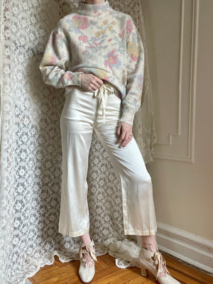 1990s Italian Deadstock Floral Painterly Pastel Sweater