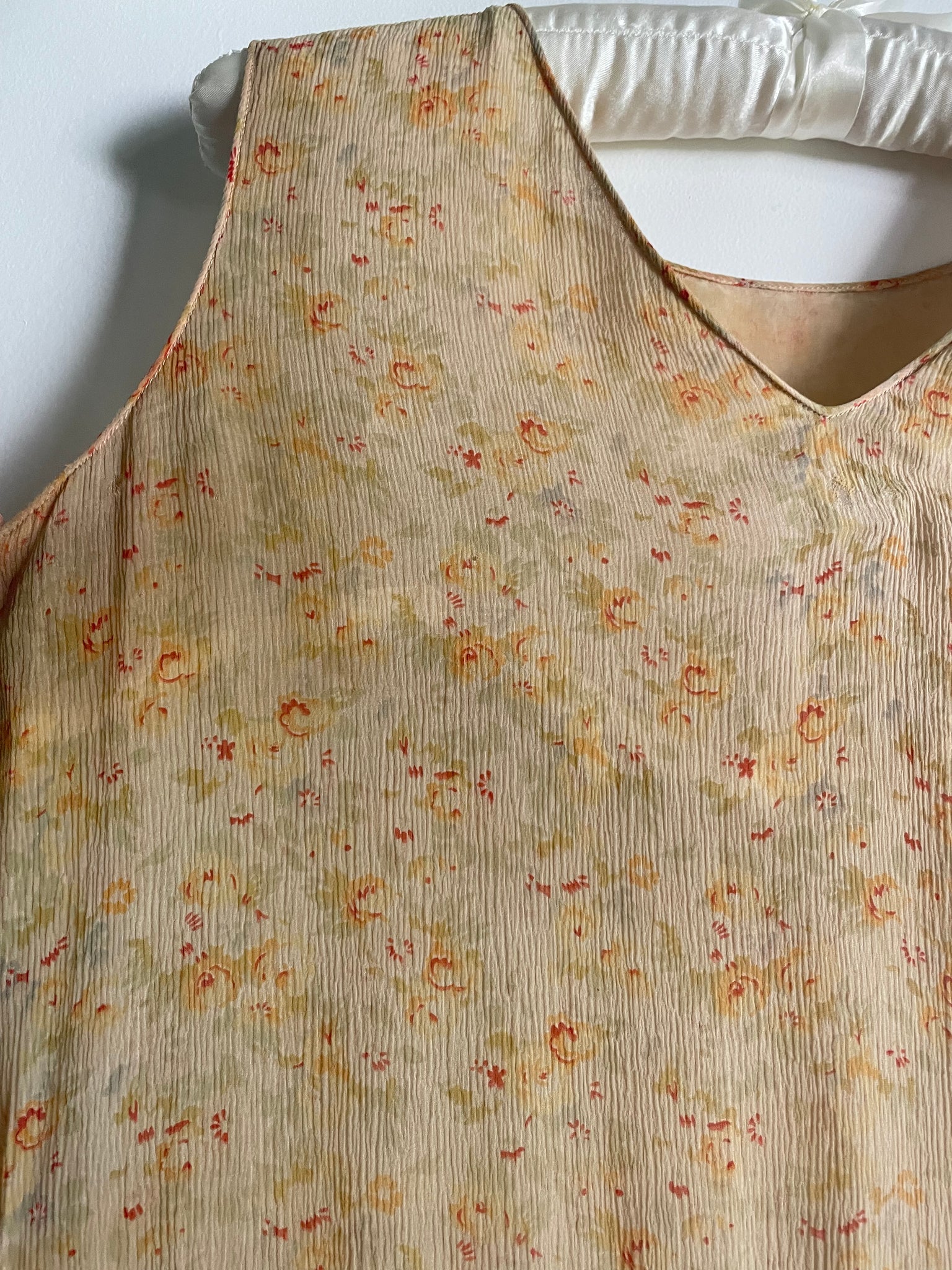 1930s Silk Chiffon Floral Yellow Day Dress
