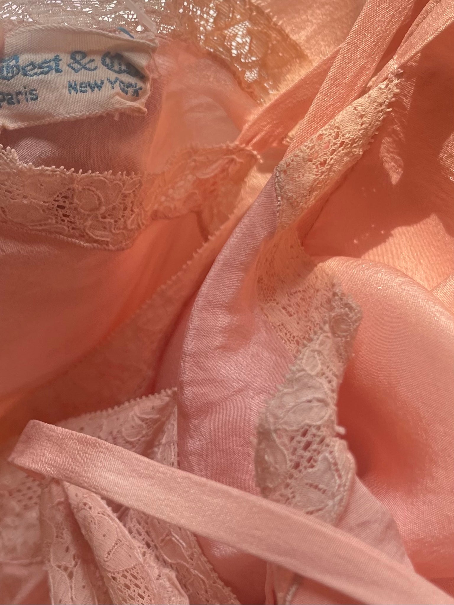 1930s Pink Silk Step In Mini Slip Dress Bias Cut Embroidered Lace