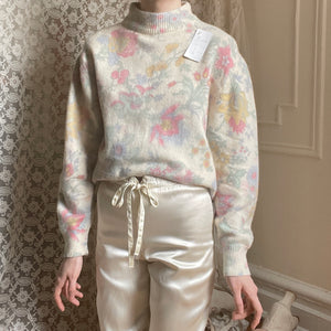 1990s Italian Deadstock Floral Painterly Pastel Sweater