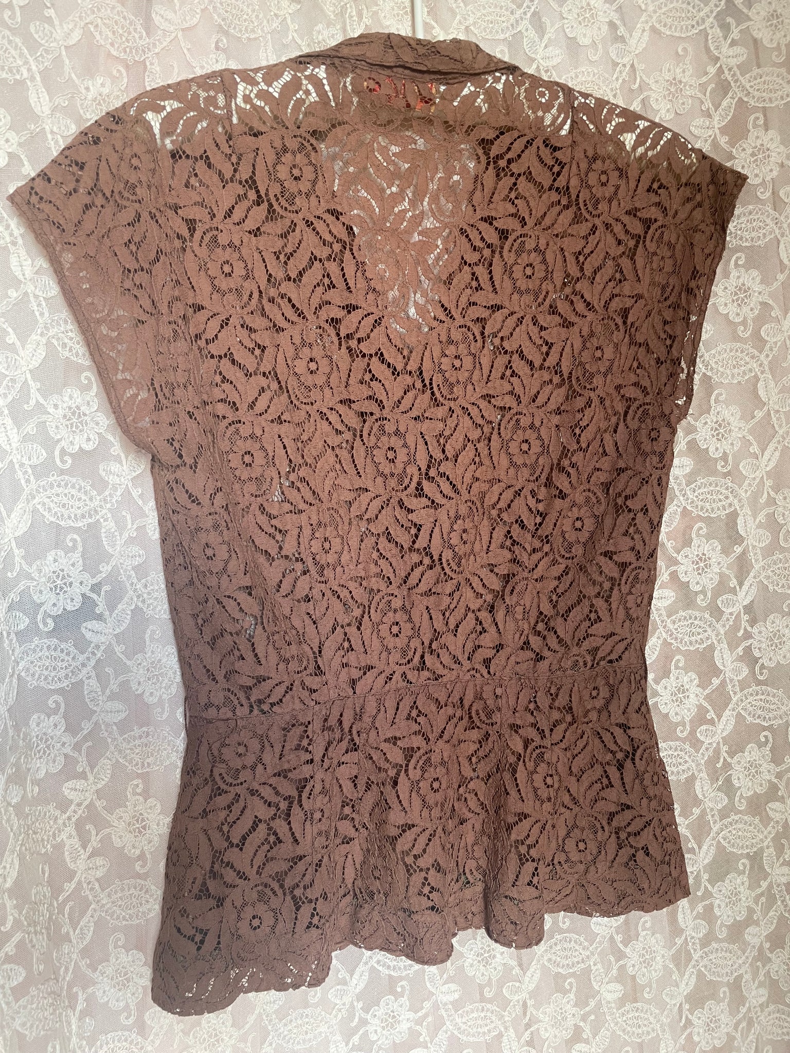1940s Brown Lace Blouse