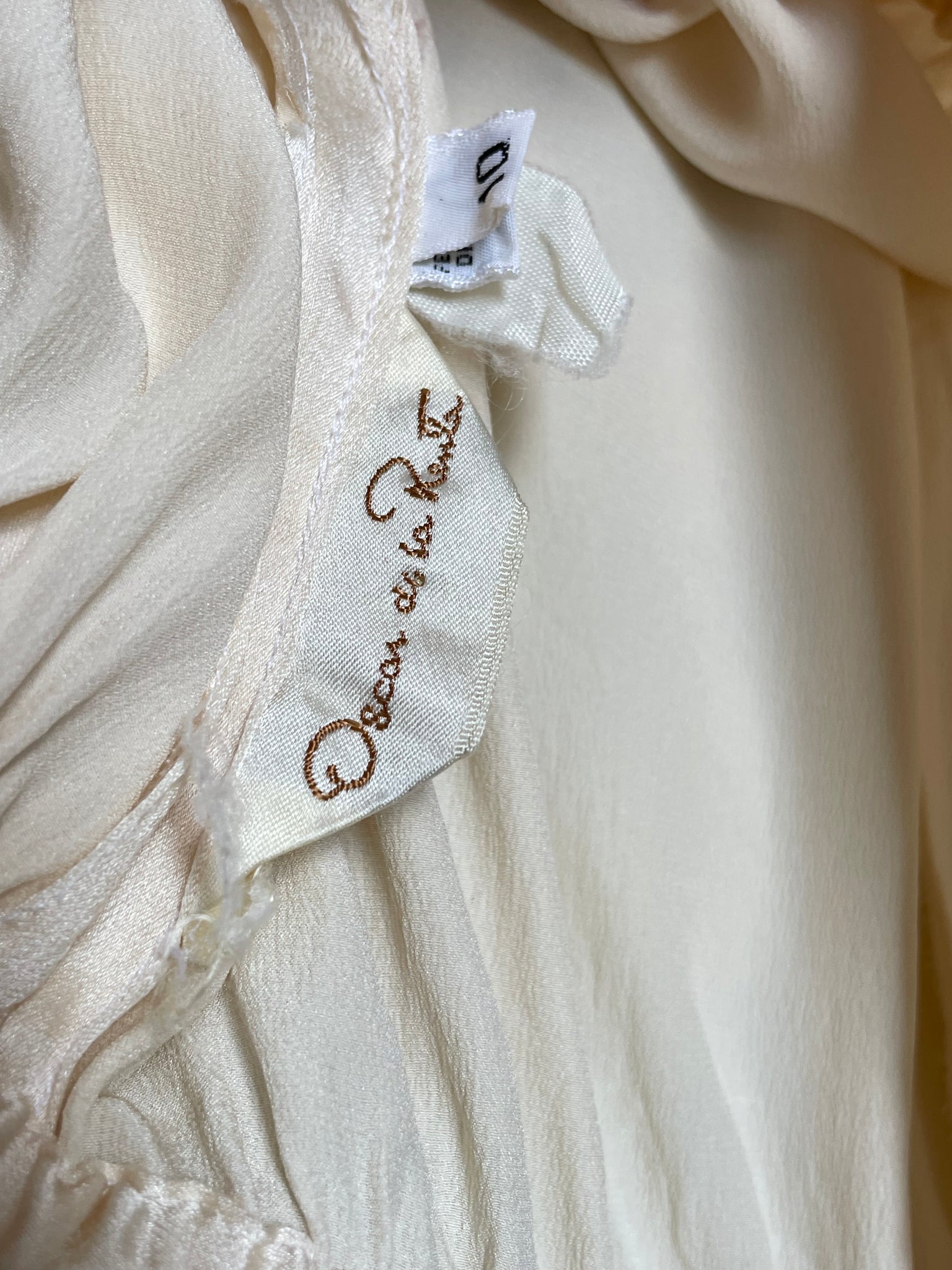 1980s Oscar De La Renta Silk Ruffle Blouse