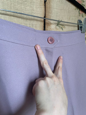 1970s Lilac Purple Straight Leg Pants Art Deco Stitching