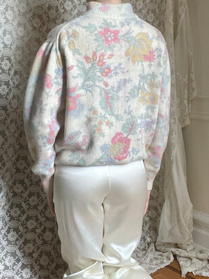 1990s Italian Deadstock Floral Painterly Pastel Sweater