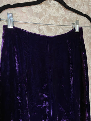 1970s Ombré Purple Pink Crushed Velvet Bell Bottom Wide Leg Pants