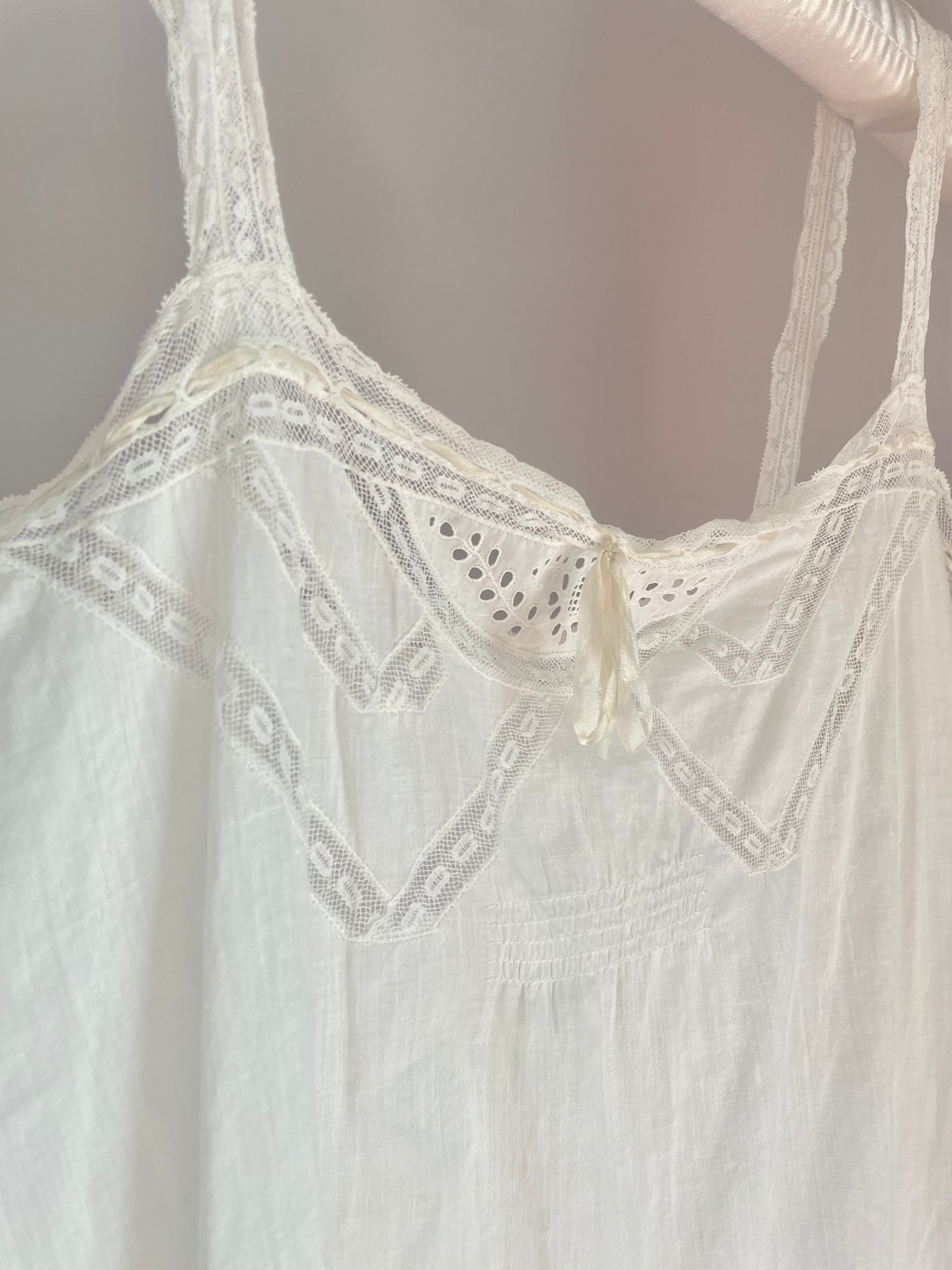 1900s Edwardian Cotton Combinations Split Crotch Orginal Ribbon Lace