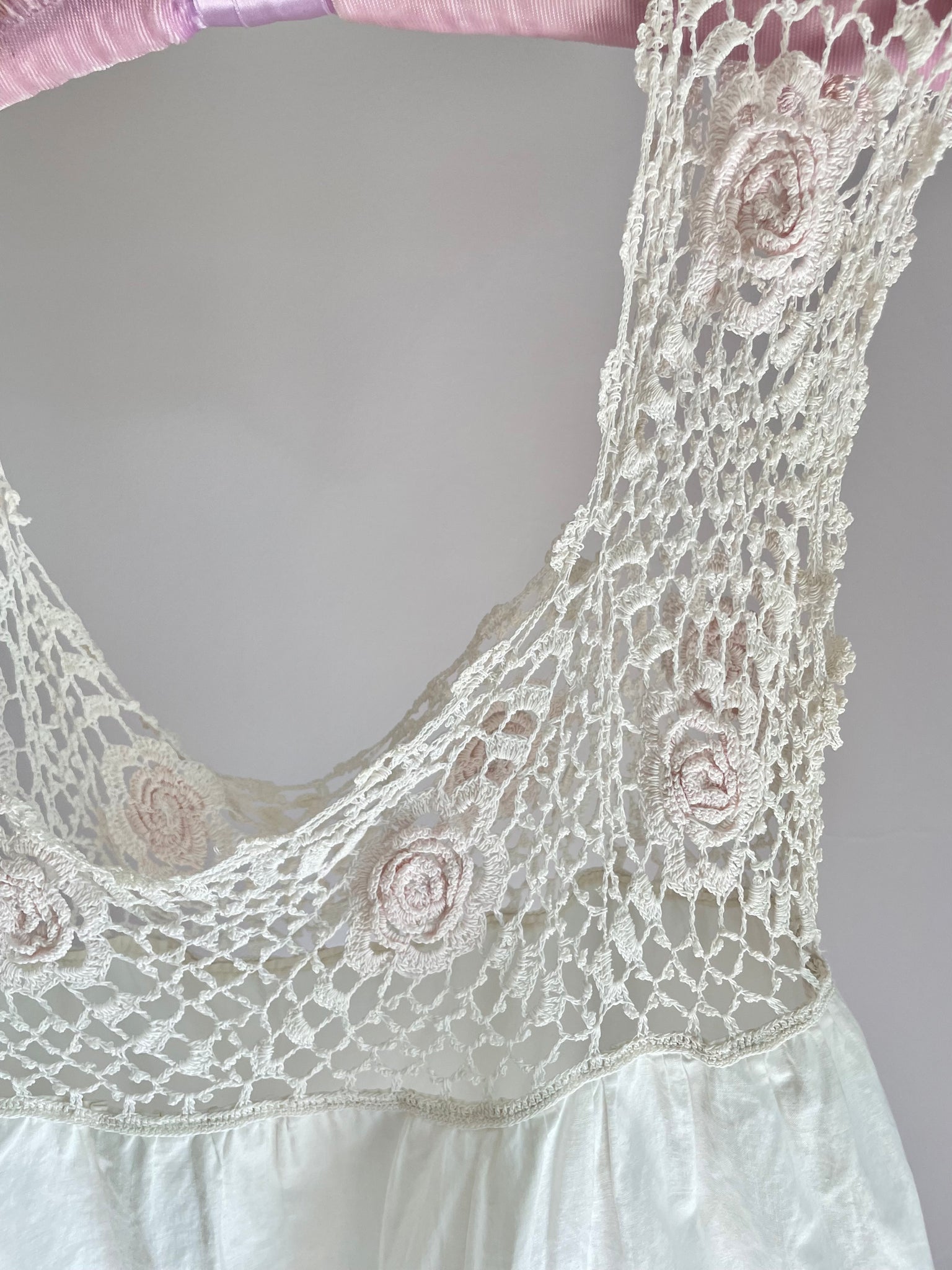 1910s Rose Floral Crochet White Cotton Top Corset Cover