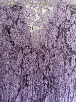 1930s Purple Floral Lace Dress Gown Crystal Belt
