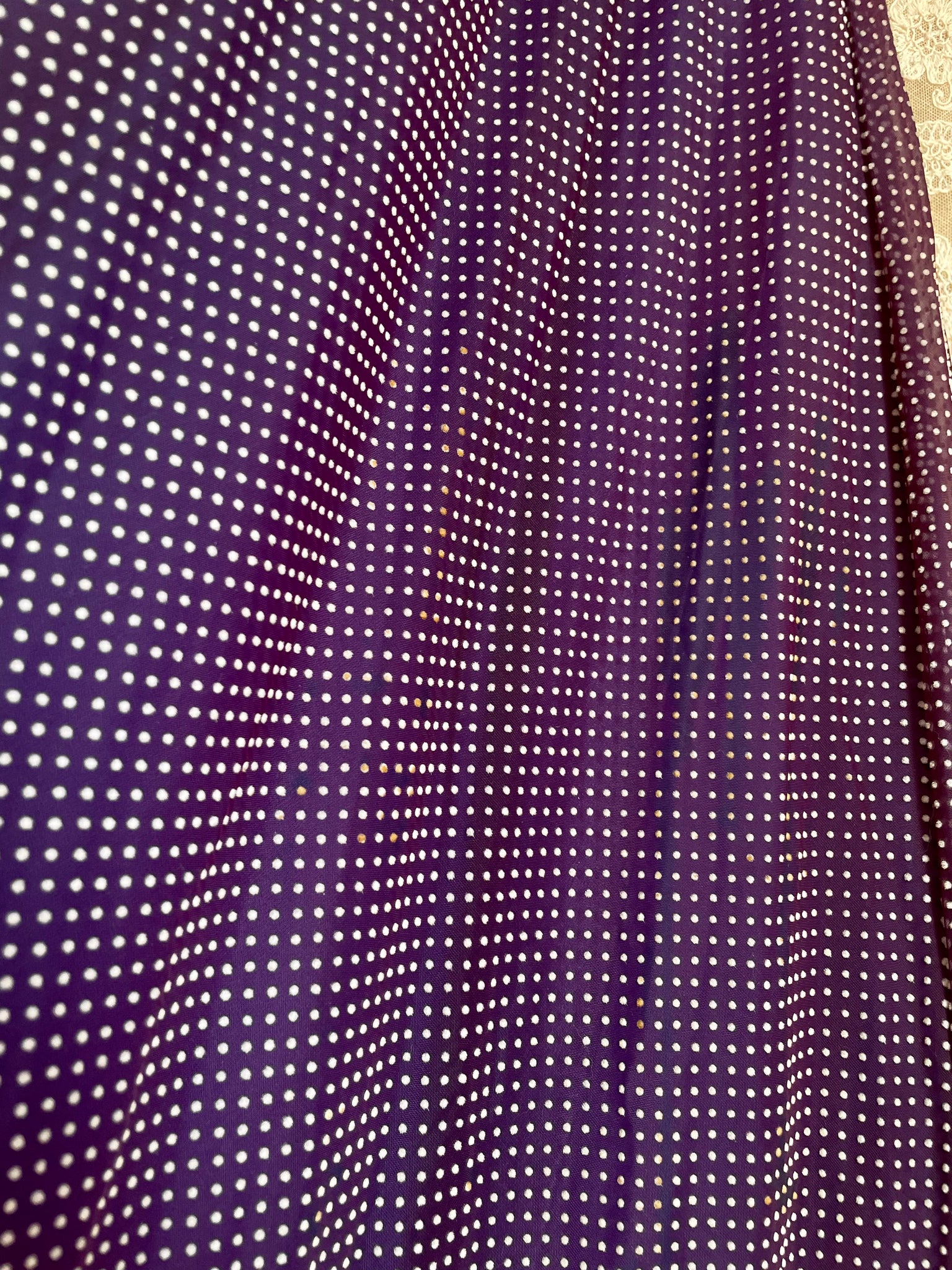 1970s Eggplant Purple Flocked Dotted Ruffle Halter Maxi Dress