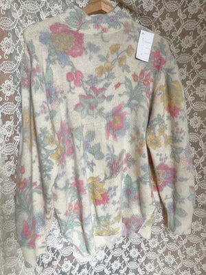 1990s Italian Deadstock Floral Painterly Pastel Sweater