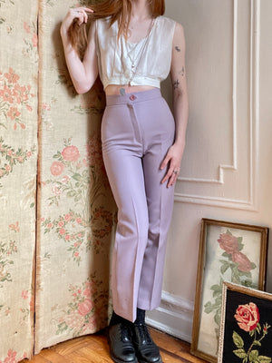 1970s Lilac Purple Straight Leg Pants Art Deco Stitching
